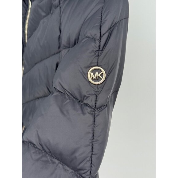 Michael Kors Womens Packable Down Black Puffer Jacket With Hood - Picture 3 of 15